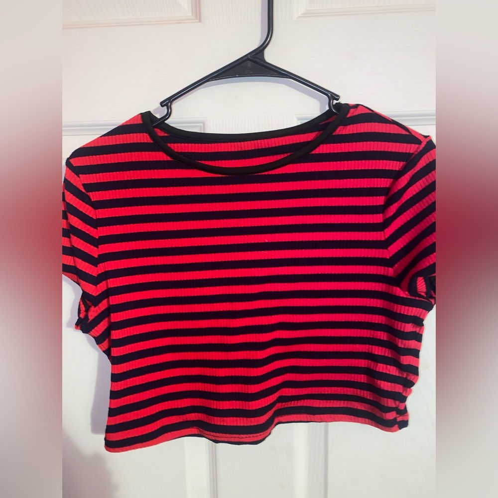 striped shein crop top